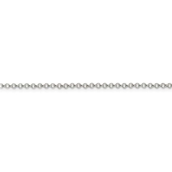 Sterling Silver 2mm Solid Rolo Chain Anklet, 10 Inch - Picture 2 of 5